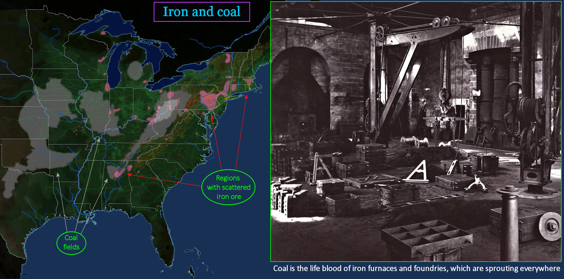 Iron and coal, 1870 map